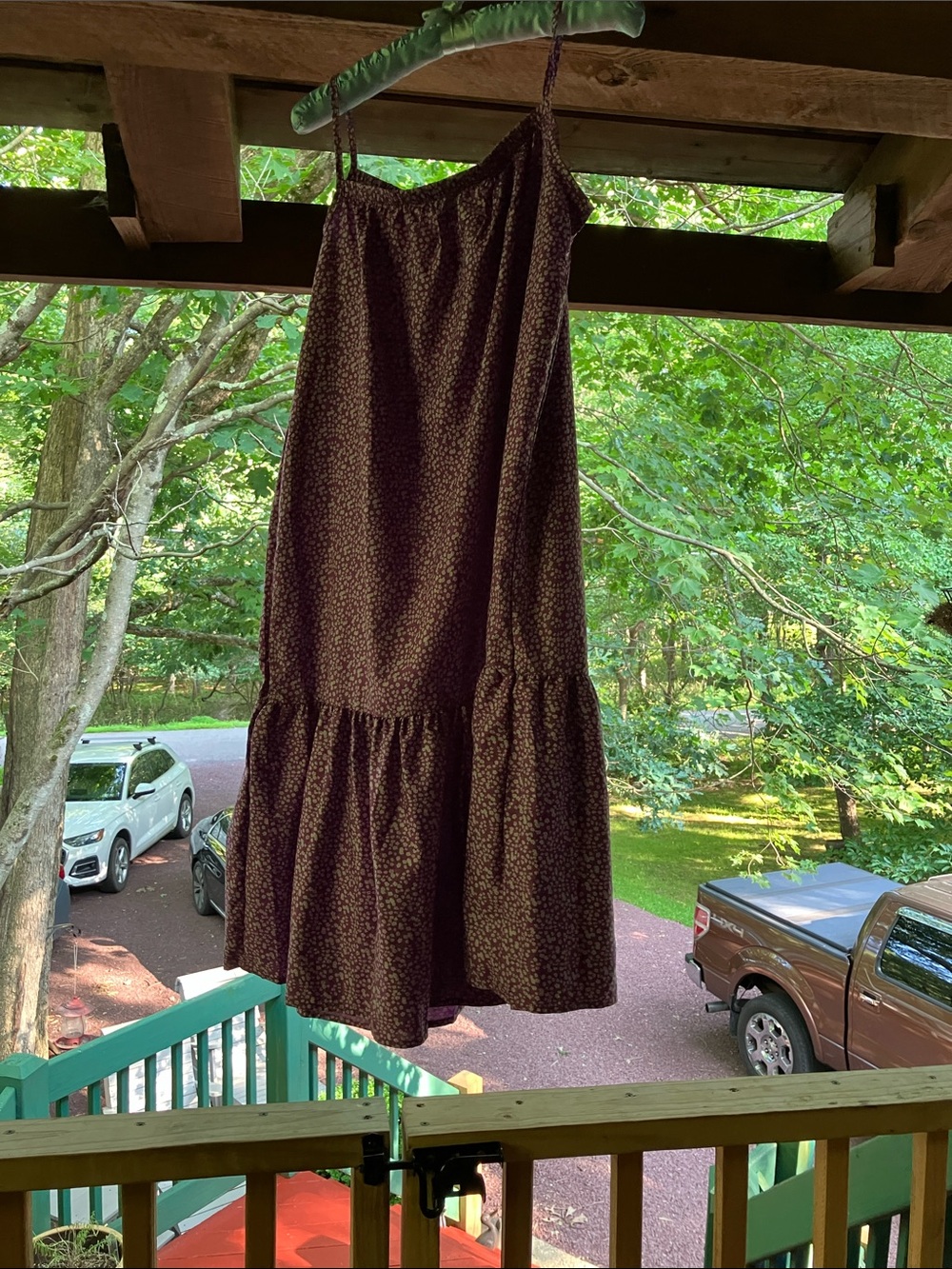 Brown Floral Tiered Midi Slip Skirt